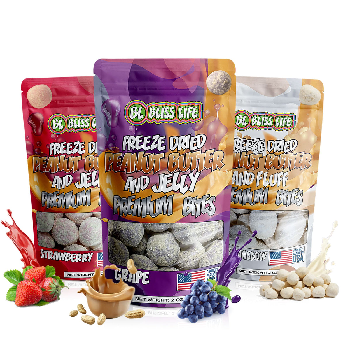 PB&J Premium Bites - Premium Freeze Dried PB&J Candy 30ctpbjstrawberry