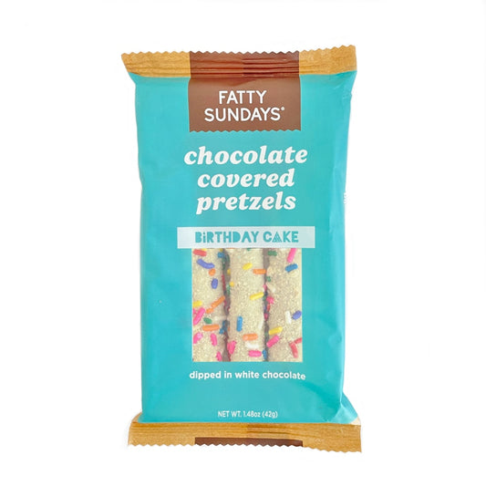 Fatty Sundays Birthday Cake Chocolate Covered Pretzels