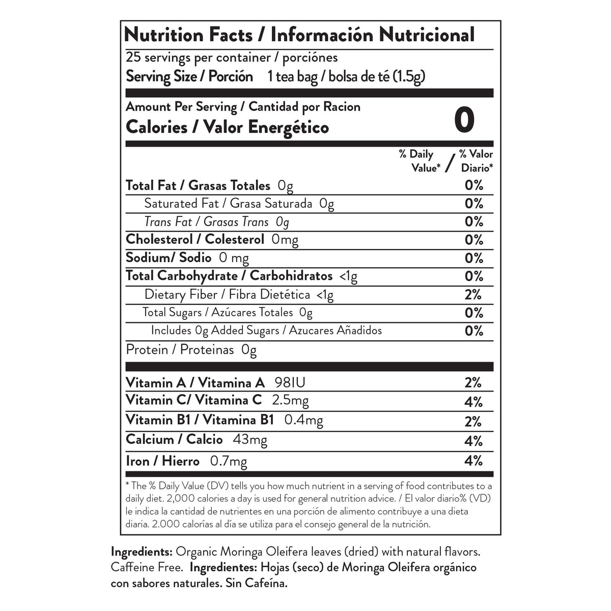 Organic Moringa Herbal Tea, 25Ct MT-APC-25