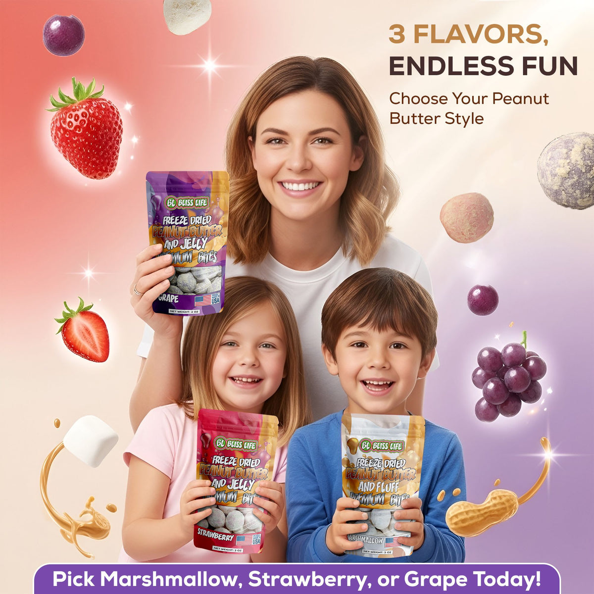 PB&J Premium Bites - Premium Freeze Dried PB&J Candy 30ctpbjgrape