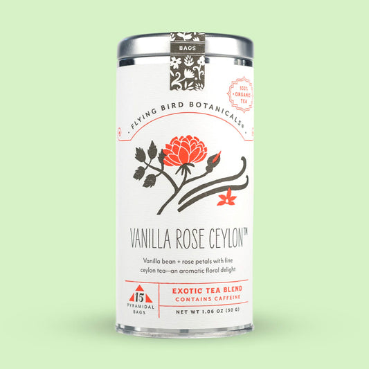 Flying Bird Botanicals Vanilla Rose Ceylon - 15 Tea Bag Tin