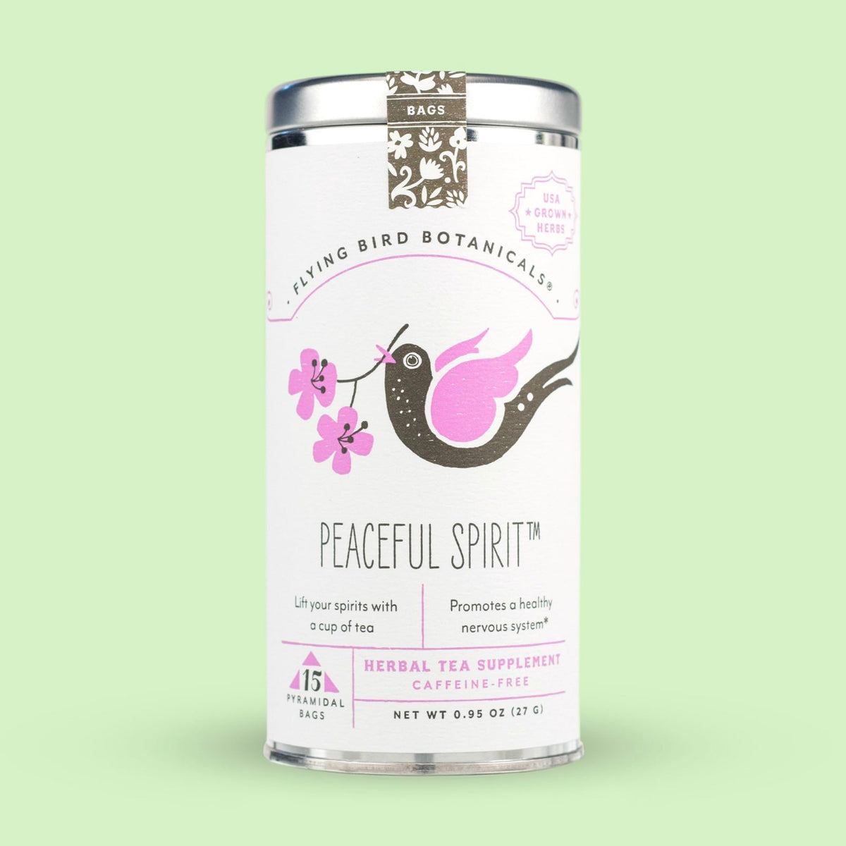 Flying Bird Botanicals Peaceful Spirit - 15 Tea Bag Tin