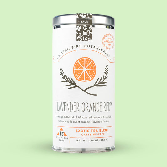 Flying Bird Botanicals Lavender Orange Red - 15 Tea Bag Tin