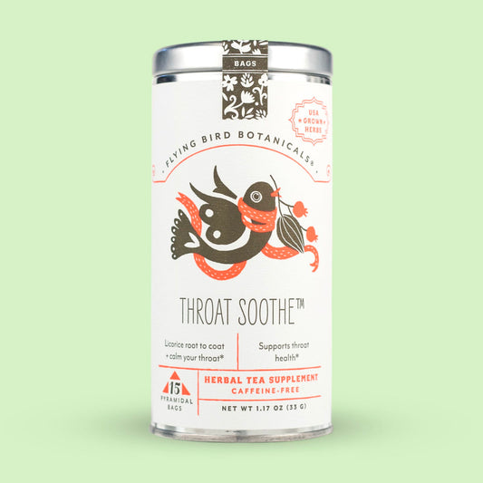 Flying Bird Botanicals Throat Soothe - 15 Tea Bag Tin