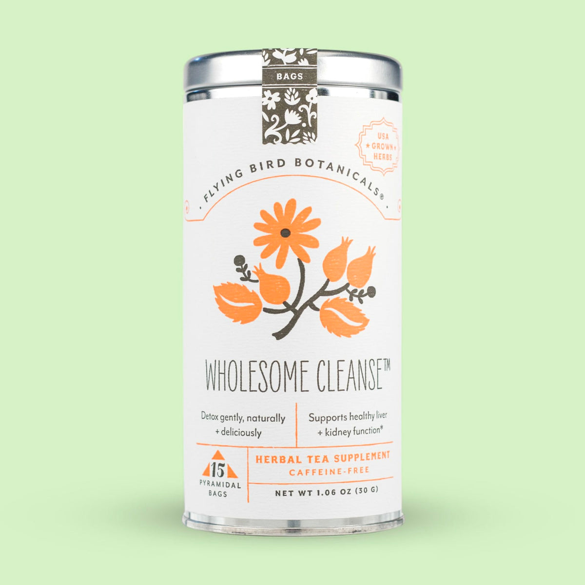 Flying Bird Botanicals Wholesome Cleanse - 15 Tea Bag Tin