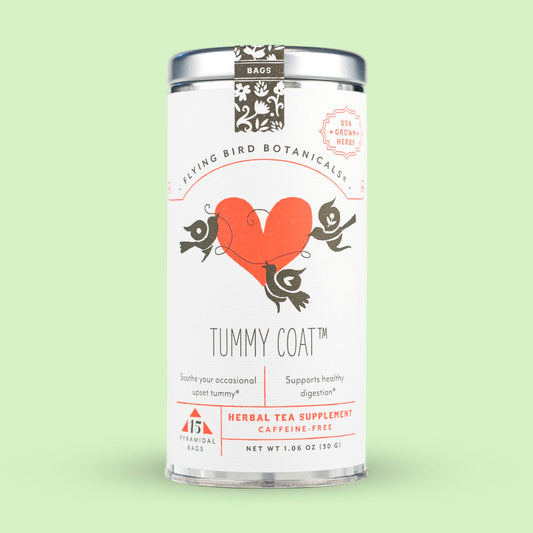 Flying Bird Botanicals Tummy Coat - 15 Tea Bag Tin