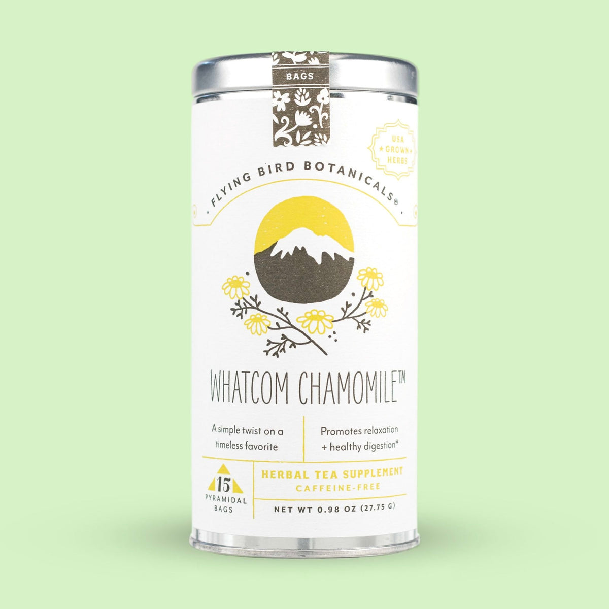 Flying Bird Botanicals Whatcom Chamomile - 15 Tea Bag Tin