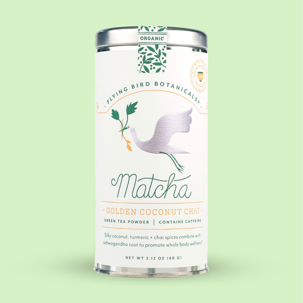 Flying Bird Botanicals Organic Matcha Tea - Golden Coconut Chai