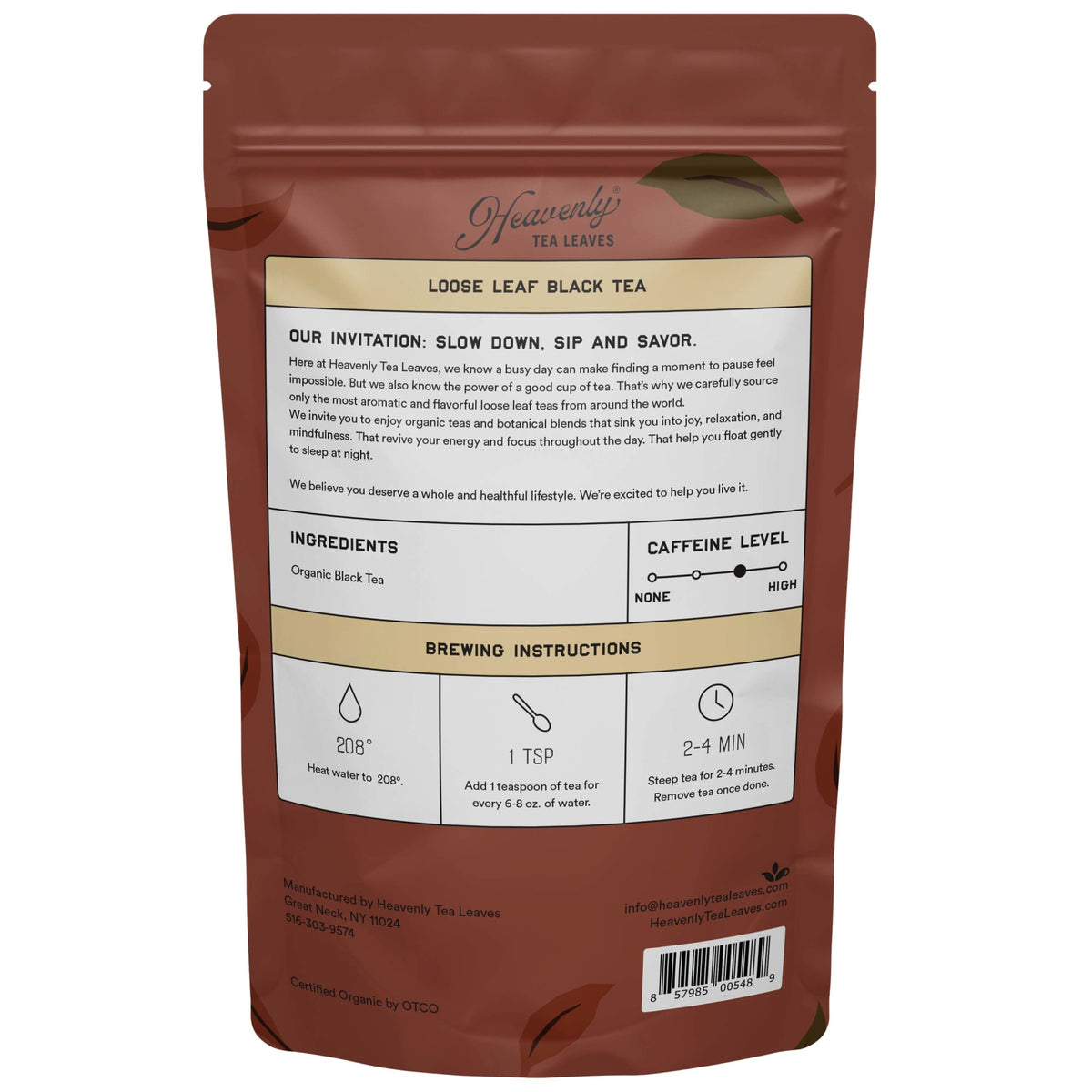 Heavenly Tea Leaves Organic English Breakfast, Bulk Loose Leaf Black Tea, 1 lb. HCB702