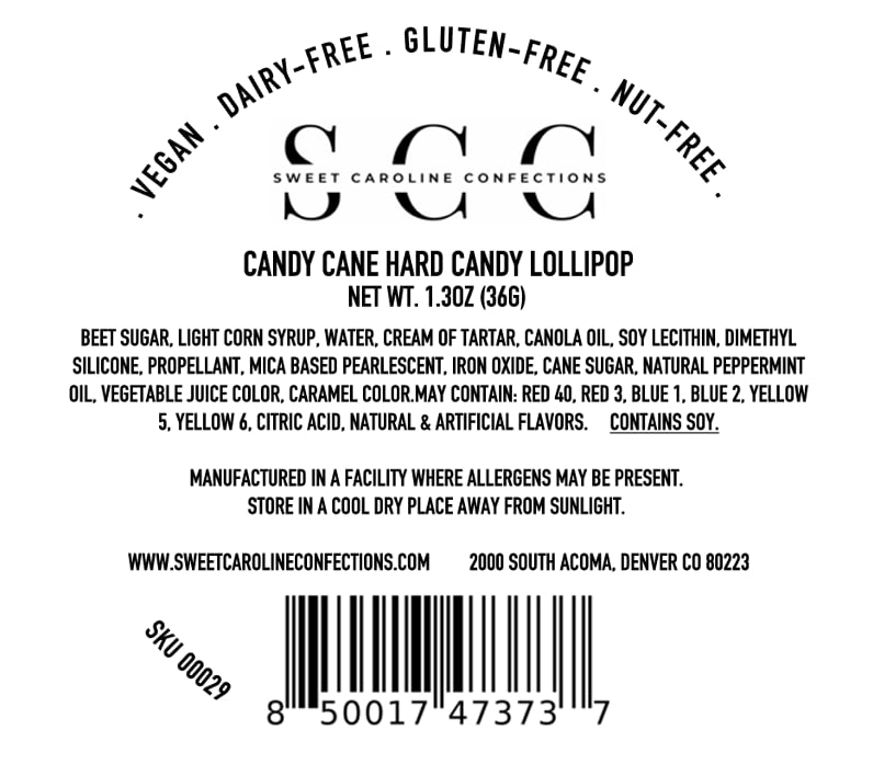 Candy Cane Lollipops, 10/Case-VEGAN 00071