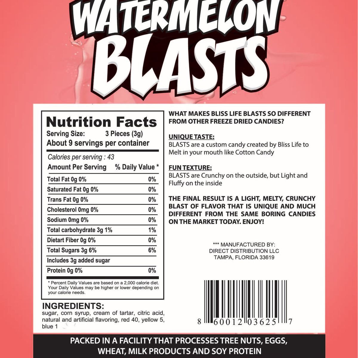 Freeze Dried Candy Blasts - Melt in your Mouth like Cotton Candy 30ctwatermelon