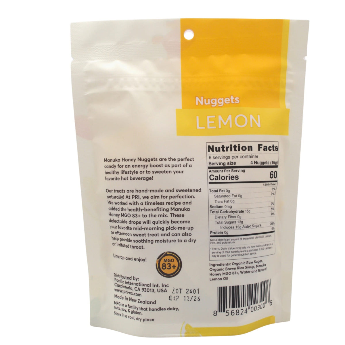 Pacific Resources International Lemon & Manuka Honey Nuggets 00300