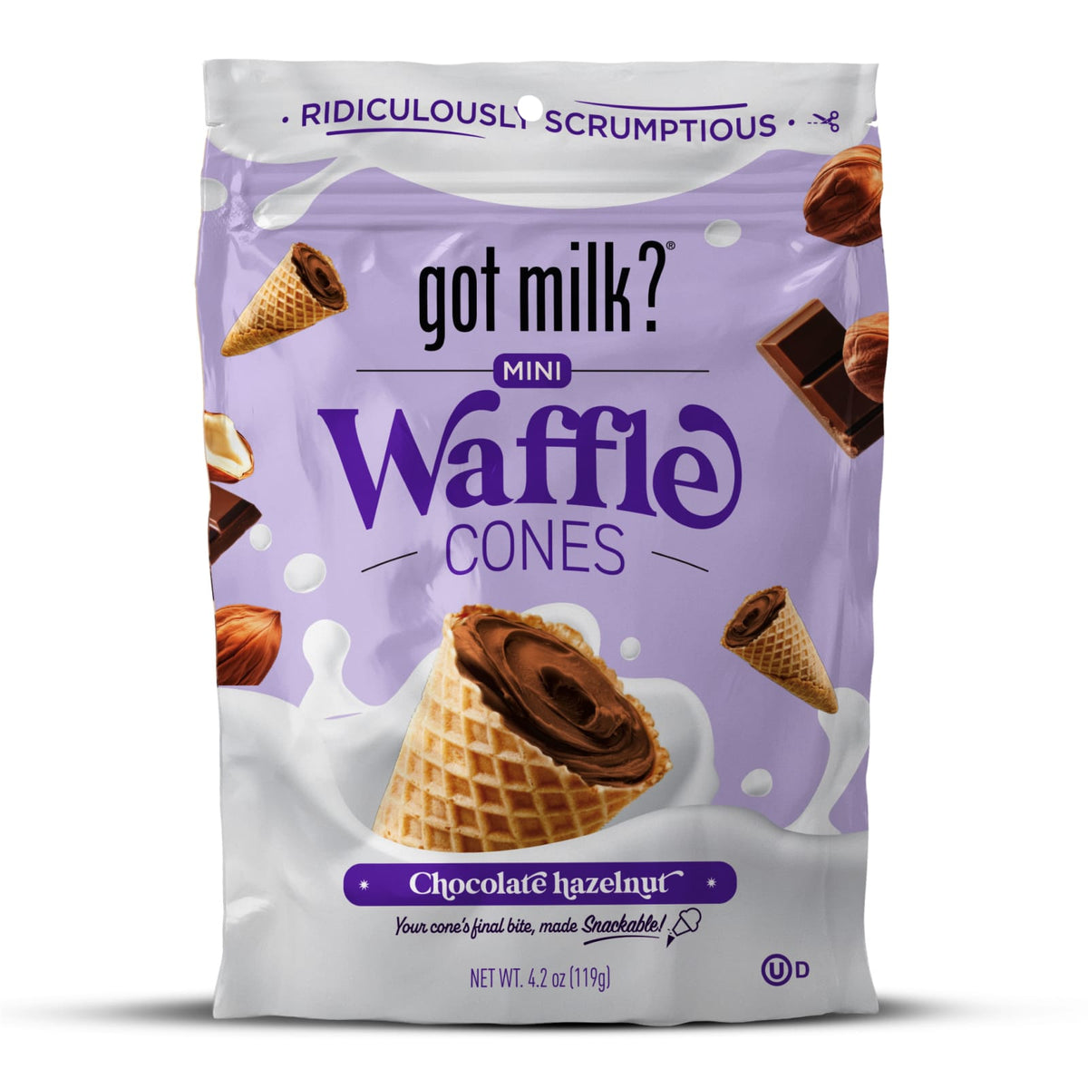 Got Milk? Snacks 4.24oz Got Milk Mini Waffle Cones - Chocolate Hazelnut