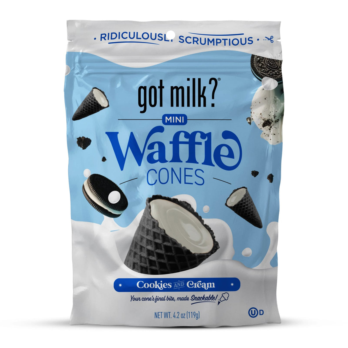 Got Milk? Snacks 4.24oz Got Milk Mini Waffle Cones - Cookies & Cream