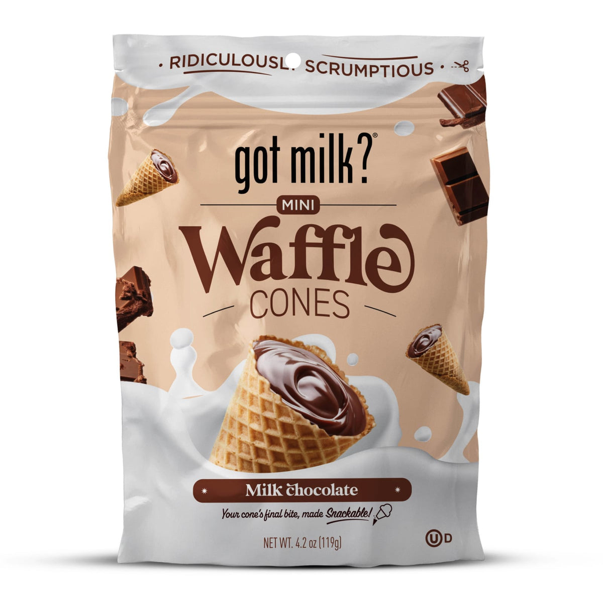 Got Milk? Snacks 4.24oz Got Milk Mini Waffle Cones - Milk Chocolate