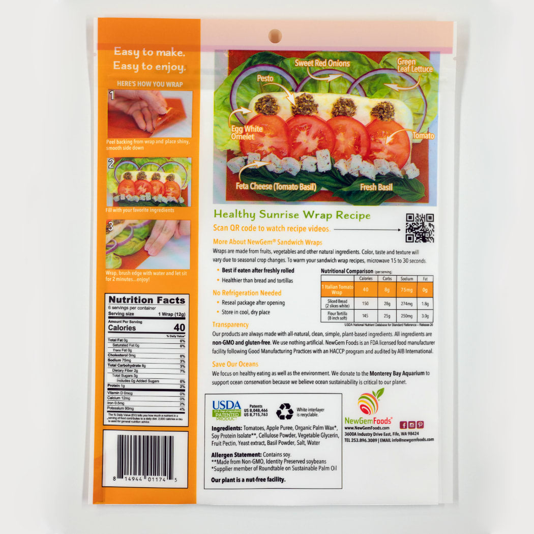 Italian Tomato - 6pk Sandwich Wraps GEM-ITB-87-6-RS