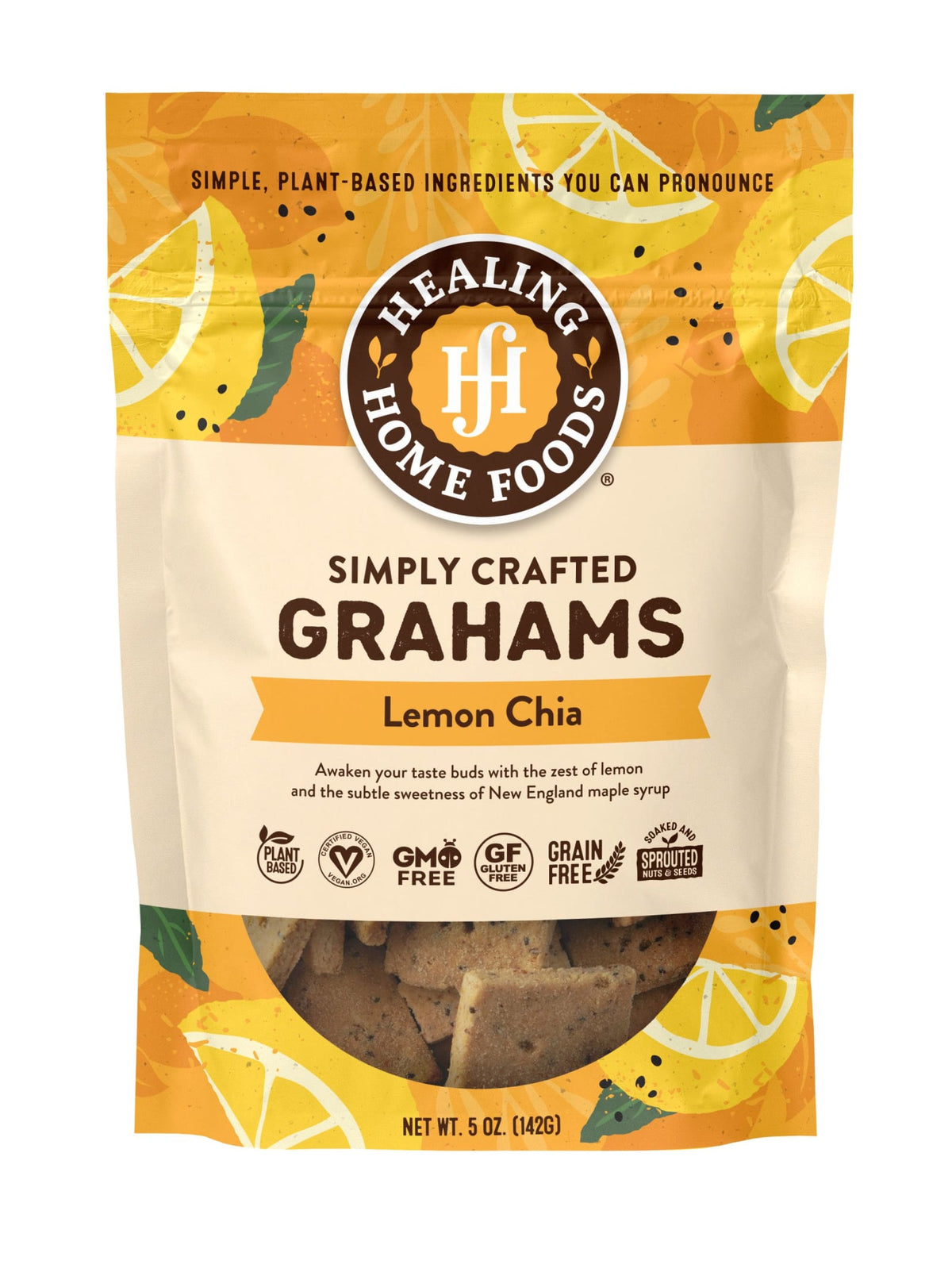 Healing Home Foods Baked Grahams, 5 oz - Lemon Chia