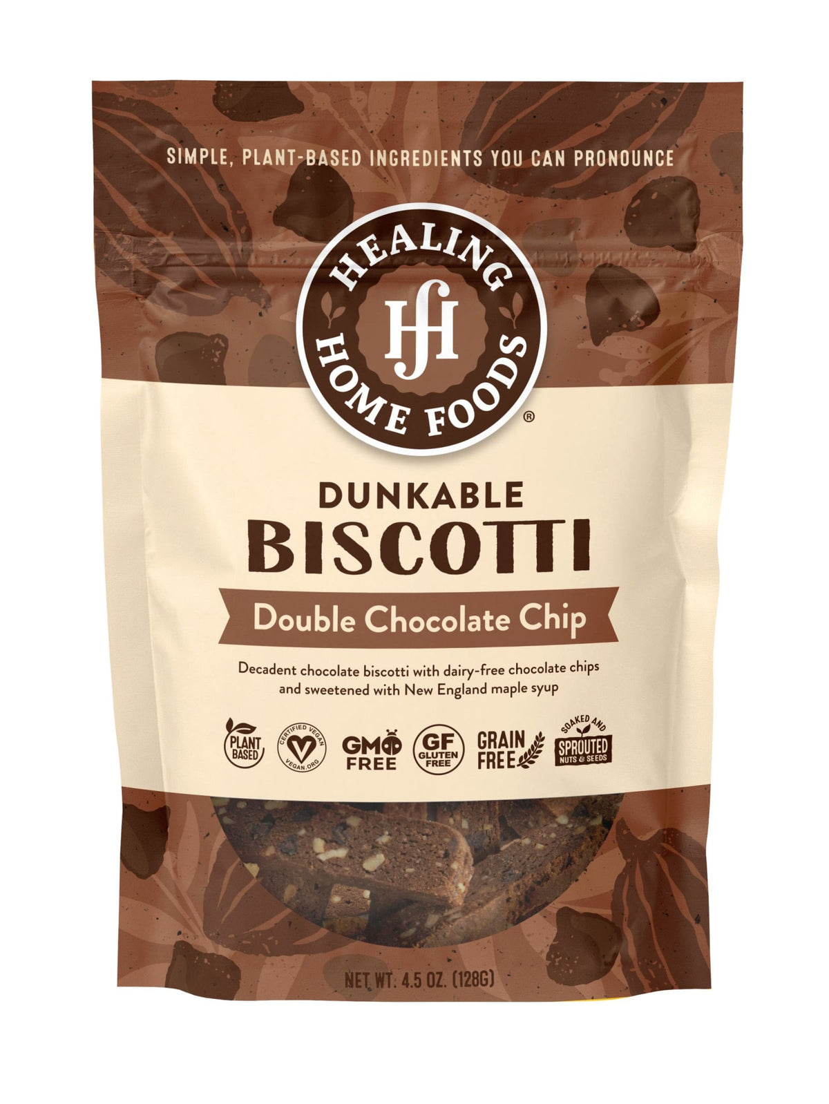 Healing Home Foods Dunkable Biscotti - 4.5 oz, Double Chocolate Chip