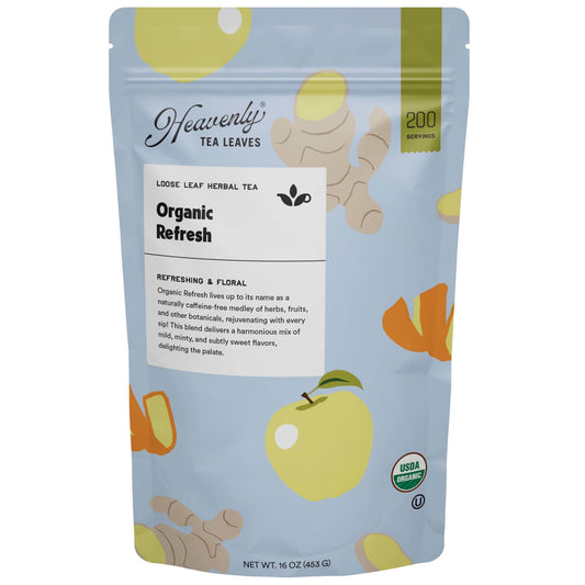 Heavenly Tea Leaves Heavenly Tea Leaves Organic Refresh, Bulk Loose Leaf Herbal Tea, 1 lb.