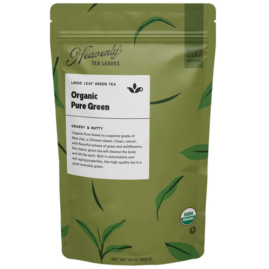 Heavenly Tea Leaves Heavenly Tea Leaves Organic Pure Green, Bulk Loose Leaf Green Tea, 1 L