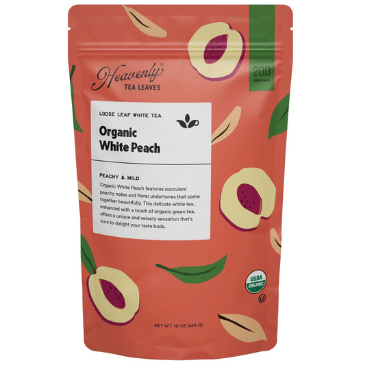 Heavenly Tea Leaves Heavenly Tea Leaves Organic White Peach, Bulk Loose Leaf White Tea, 1