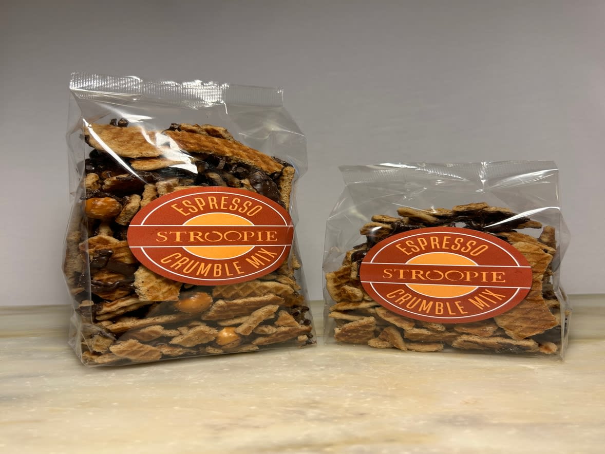 Lancaster Stroopie Co Espresso stroopwafel crumble snack mix, 5 oz bag