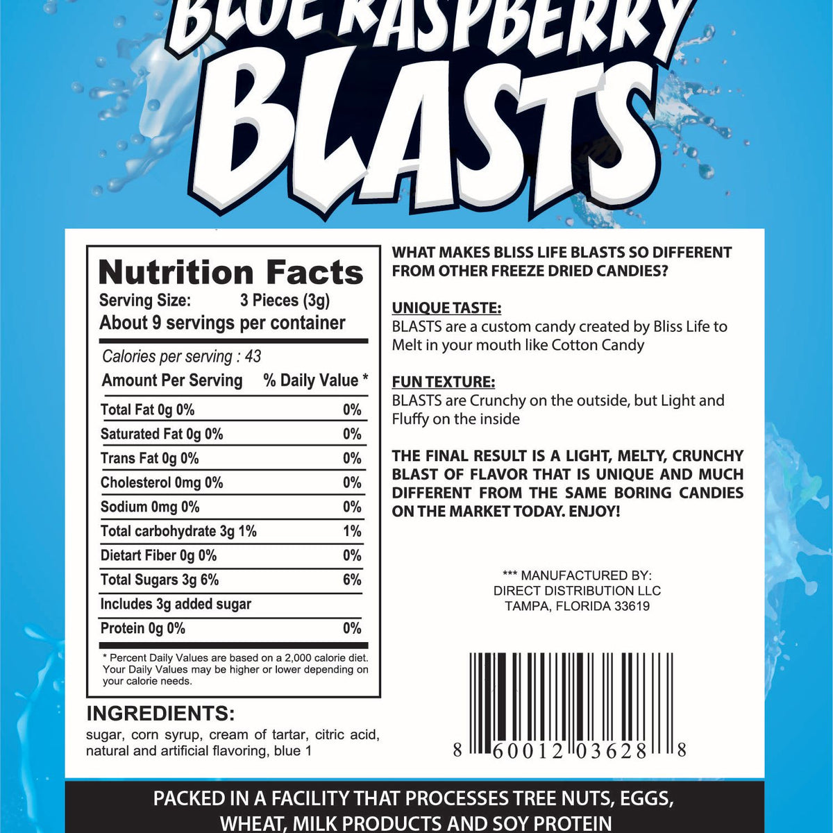 Freeze Dried Candy Blasts - Melt in your Mouth like Cotton Candy 30ctblueraspberry
