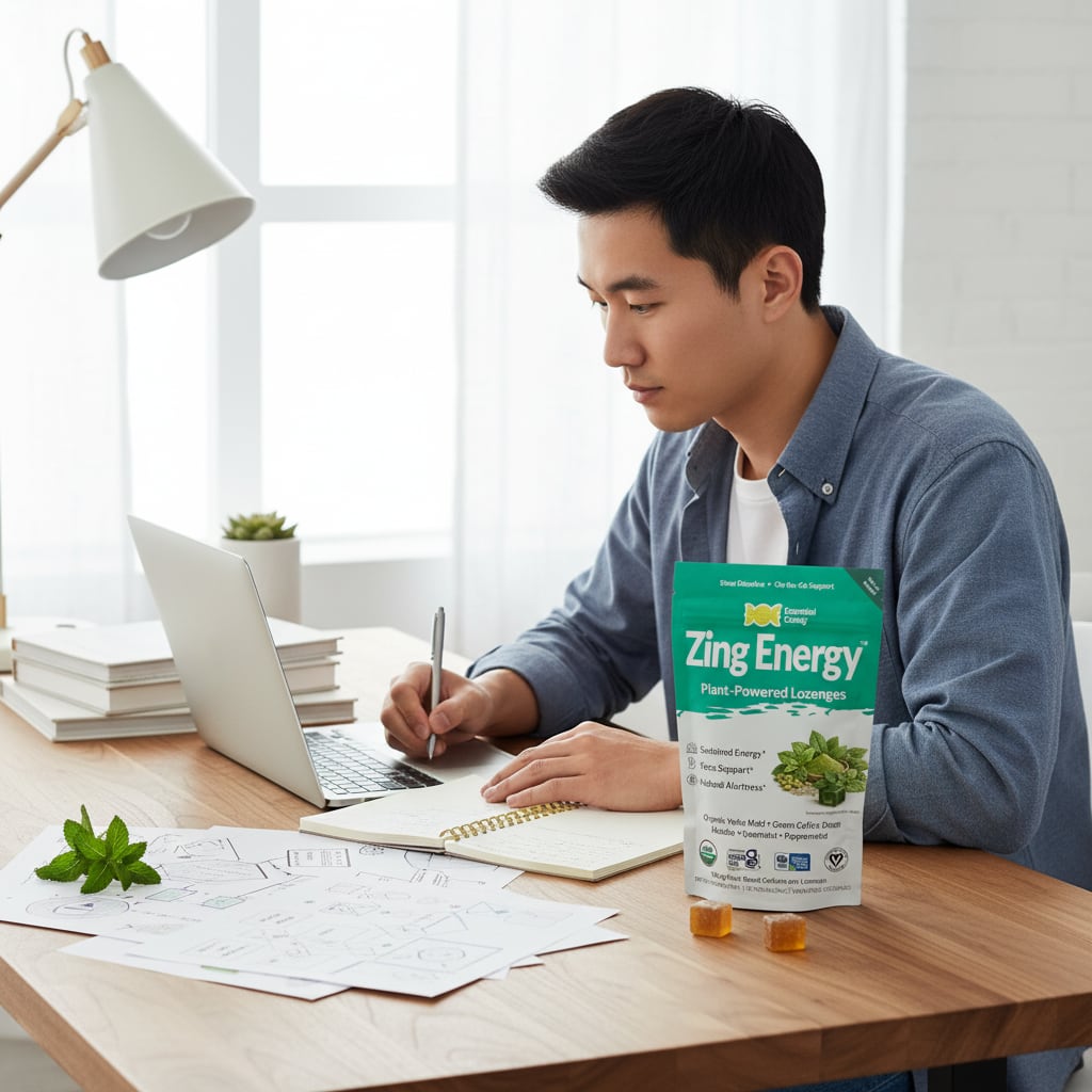 Zing Energy Organic Botanical Lozenges – Energy, Focus, Mental Clarity – 30mg Natural Caffeine – Yerba Maté, Green Coffee Bean, Matcha, Spearmint, Peppermint – Gluten-Free, Non-GMO, Vegan* ECZB020 - 4