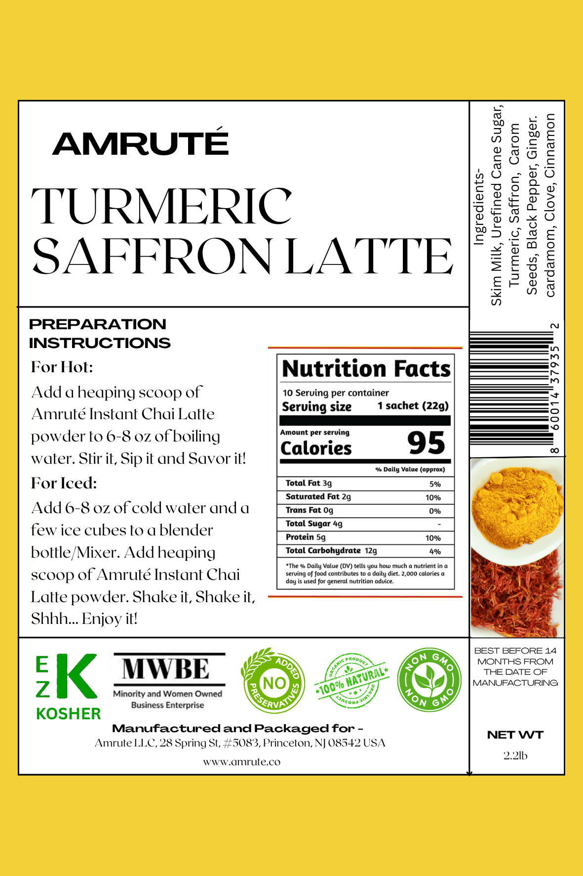 Amruté Chai Tea Latte 2.2lb Bag Turm002