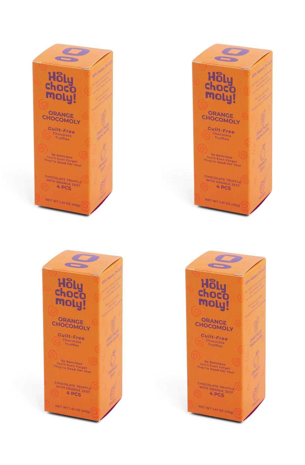 Holy Chocomoly Max Chocolate Truffle Box - 4ct Boxes - Orange Zest