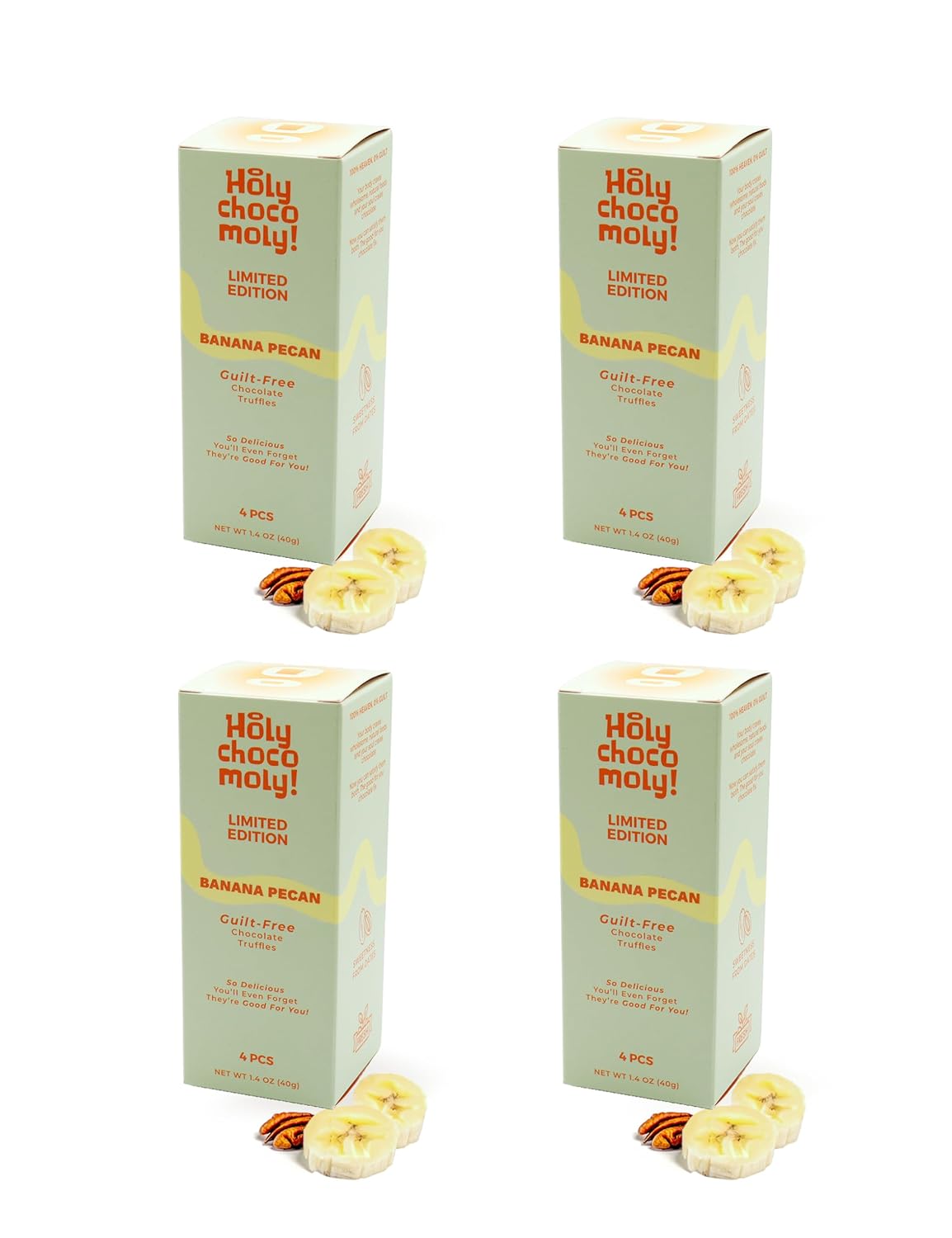 Holy Chocomoly Max Chocolate Truffle Box - 4ct Boxes - Banana Pecan