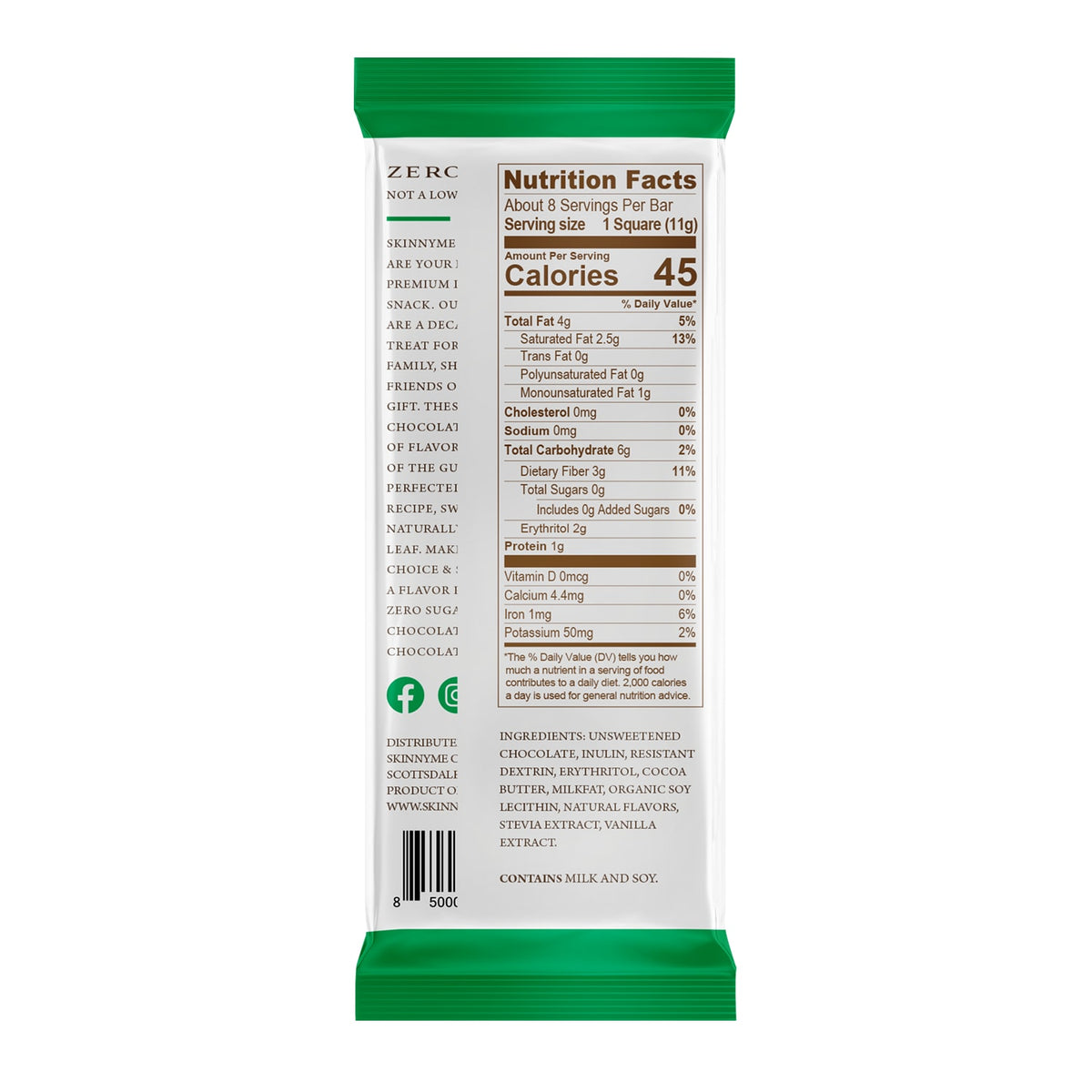 SkinnyMe Mint Chip Ice Cream Dark Bar 2-59889