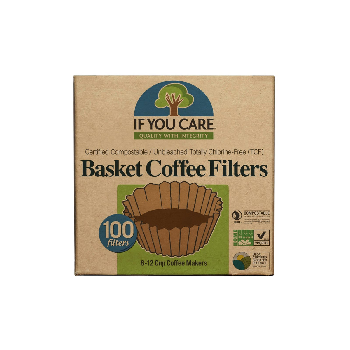 If You Care Coffee & Tea Filters - UNBLEACHED 8" BASKET FILTERS