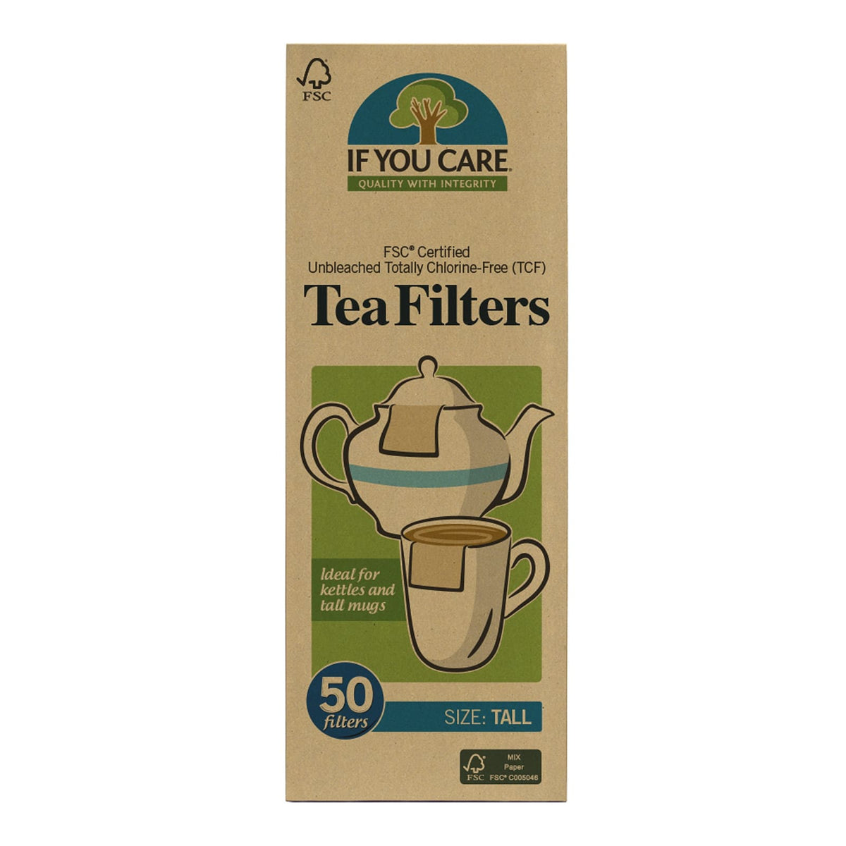 If You Care Coffee & Tea Filters - FSC CERTIFIED UNBLEACHED TEA FILTERS (Tall) (wi