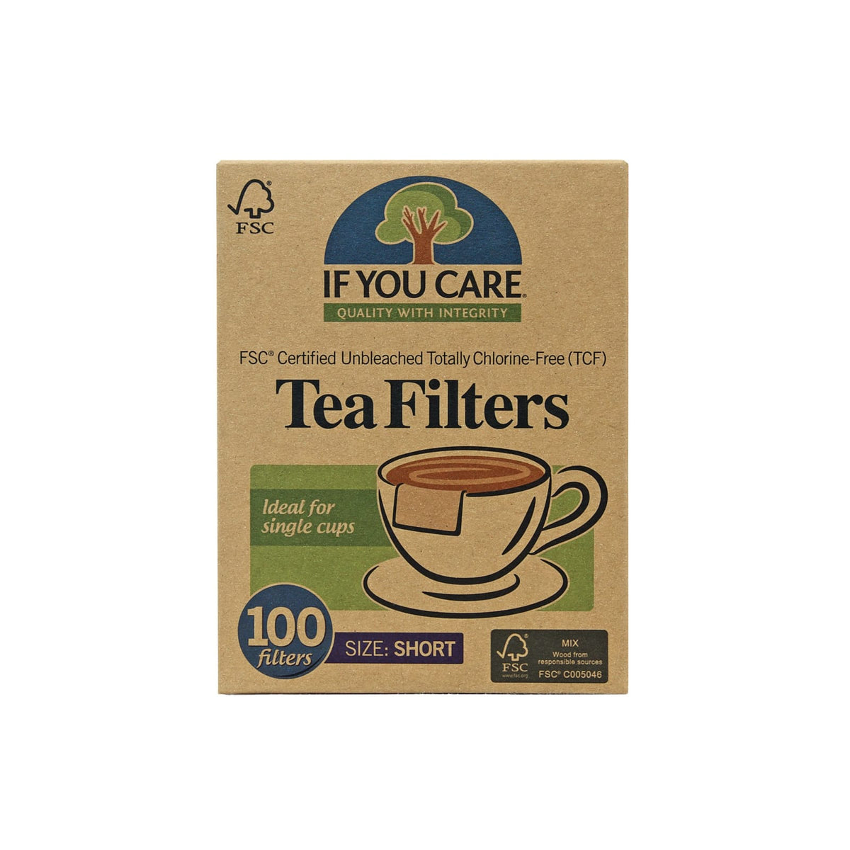 If You Care Coffee & Tea Filters - FSC CERTIFIED UNBLEACHED TEA FILTERS (Short) (w