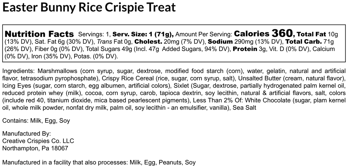 Easter Bunny Rice Crispie Treats 00850016272157
