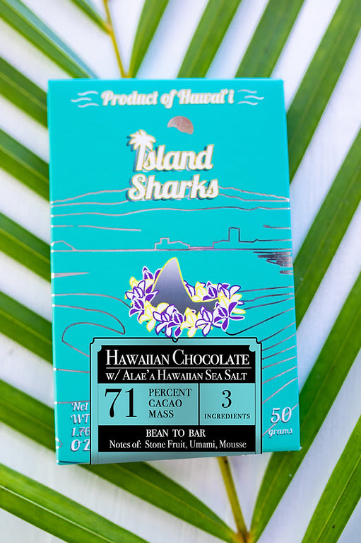 Island Sharks Chocolate 71% Hawaii Grown Dark Chocolate with Sea Salt