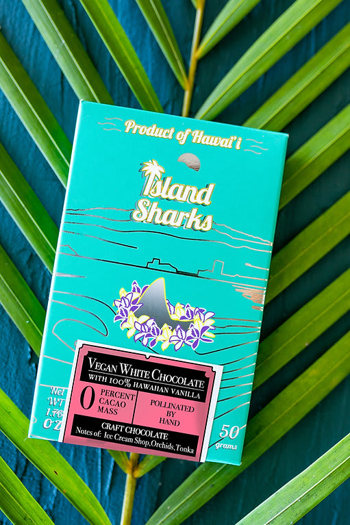Island Sharks Chocolate 0% Vegan White Chocolate w/ Hawaii Vanilla