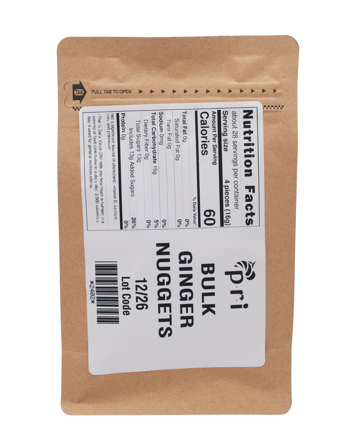 Pacific Resources International Bulk Ginger Nuggets - 1 lb 84003