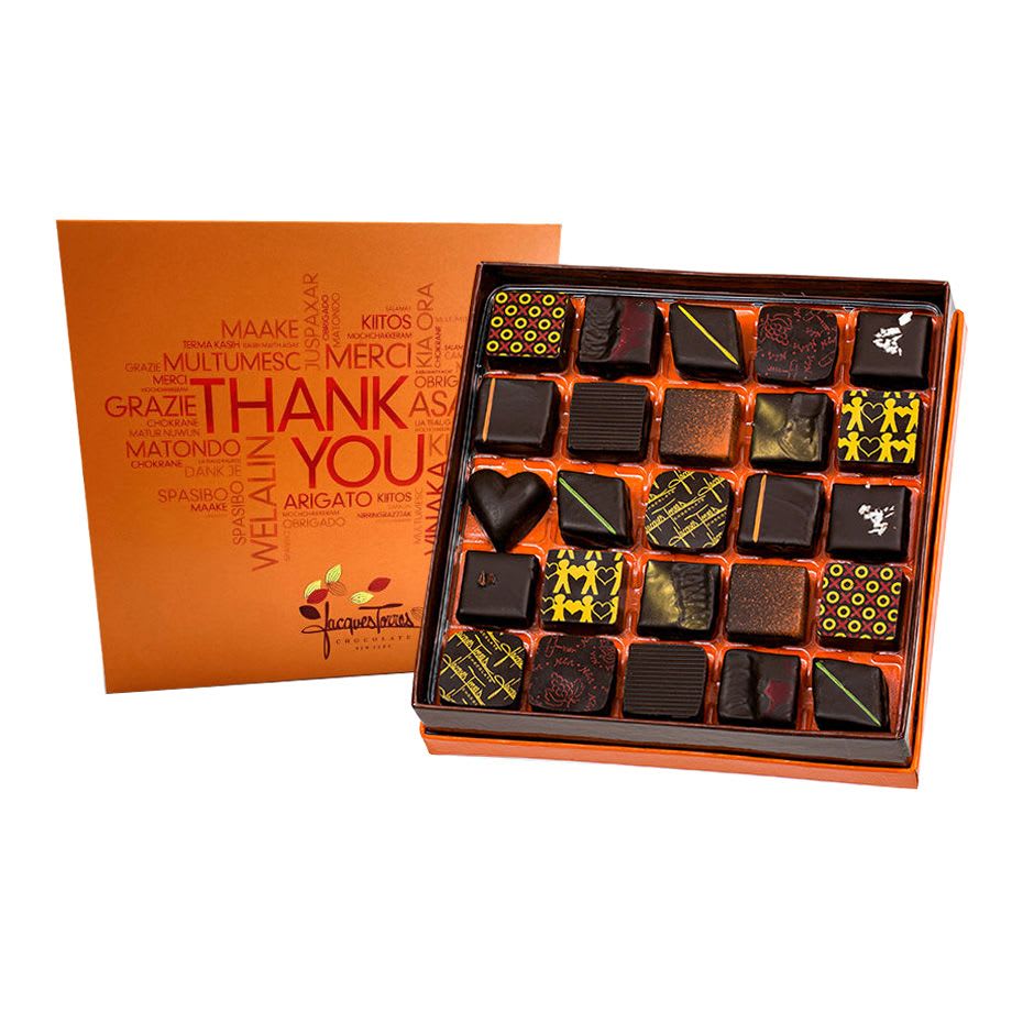 Jacques Torres Chocolate Dark Chocolate Bonbons with Thank You Sleeve - 25 pc