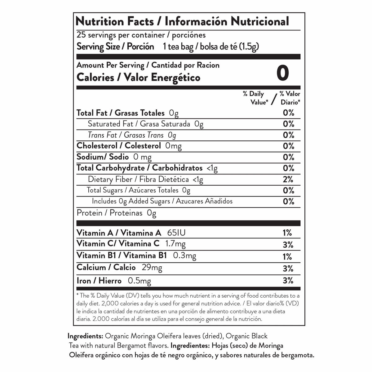 Organic Moringa Herbal Tea, 25Ct MT-ELG-25