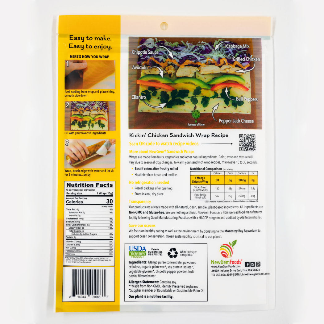 Mango Chipotle - 6pk Sandwich Wraps GEM-MCH-87-6-RS