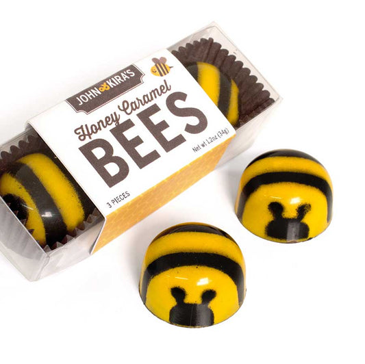 John and Kira's Salted Honey Caramel Bees - 3 Piece Box