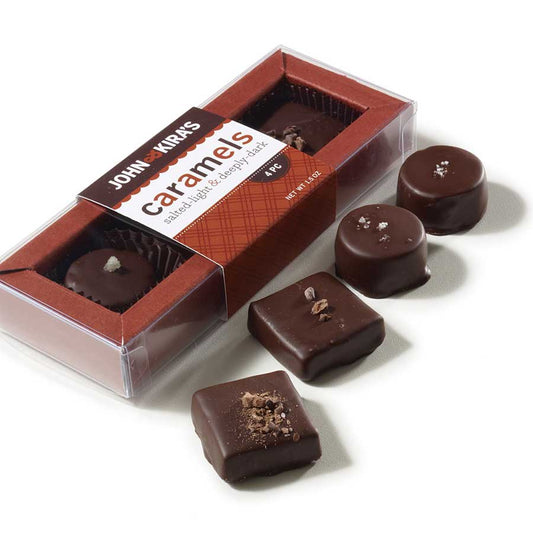 John and Kira's Salted-Light & Deeply-Dark Caramels - 4 Piece Box