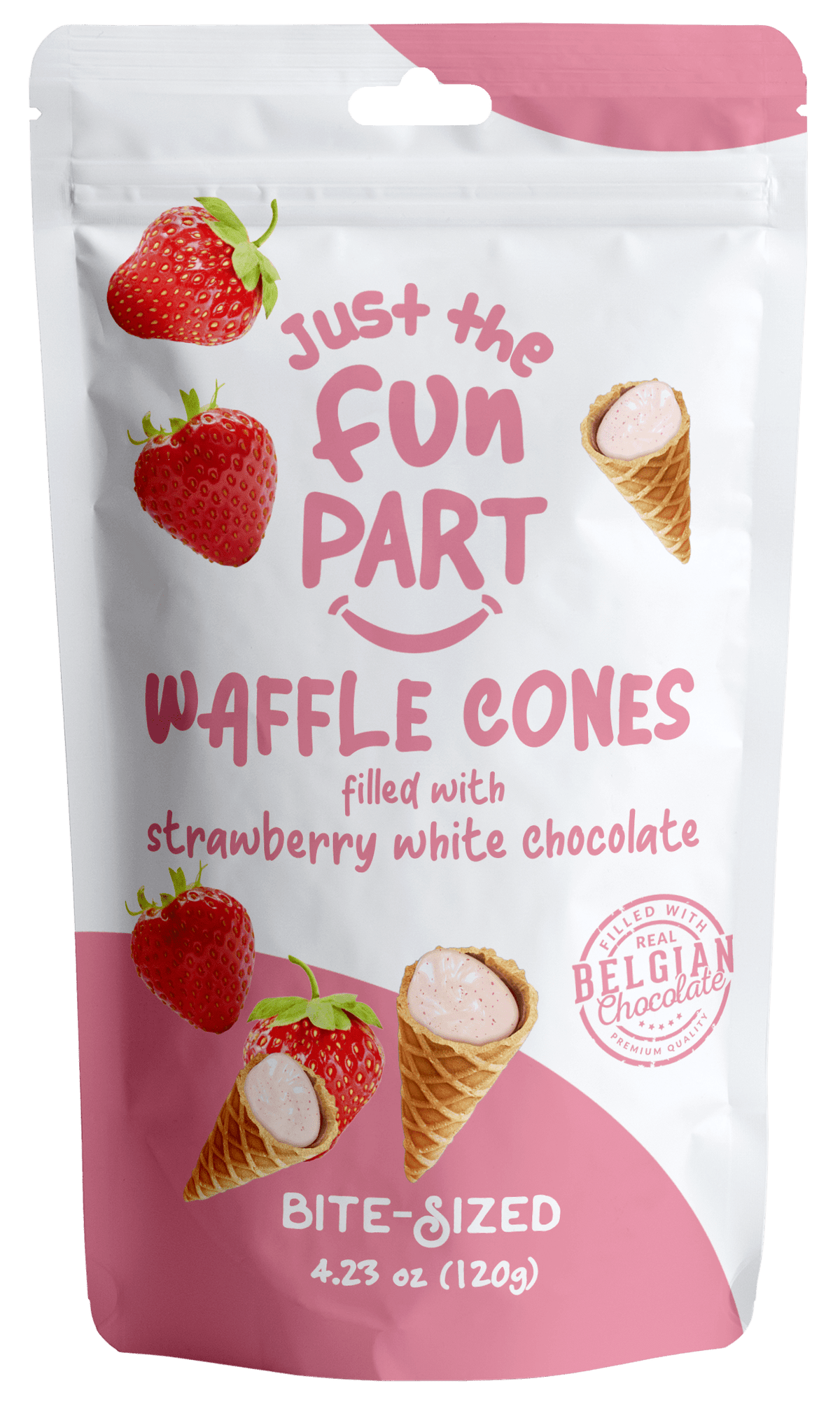 Just the Fun Part Just the Fun Part - Mini Waffle Cones 4.23oz - Strawberry White Chocol
