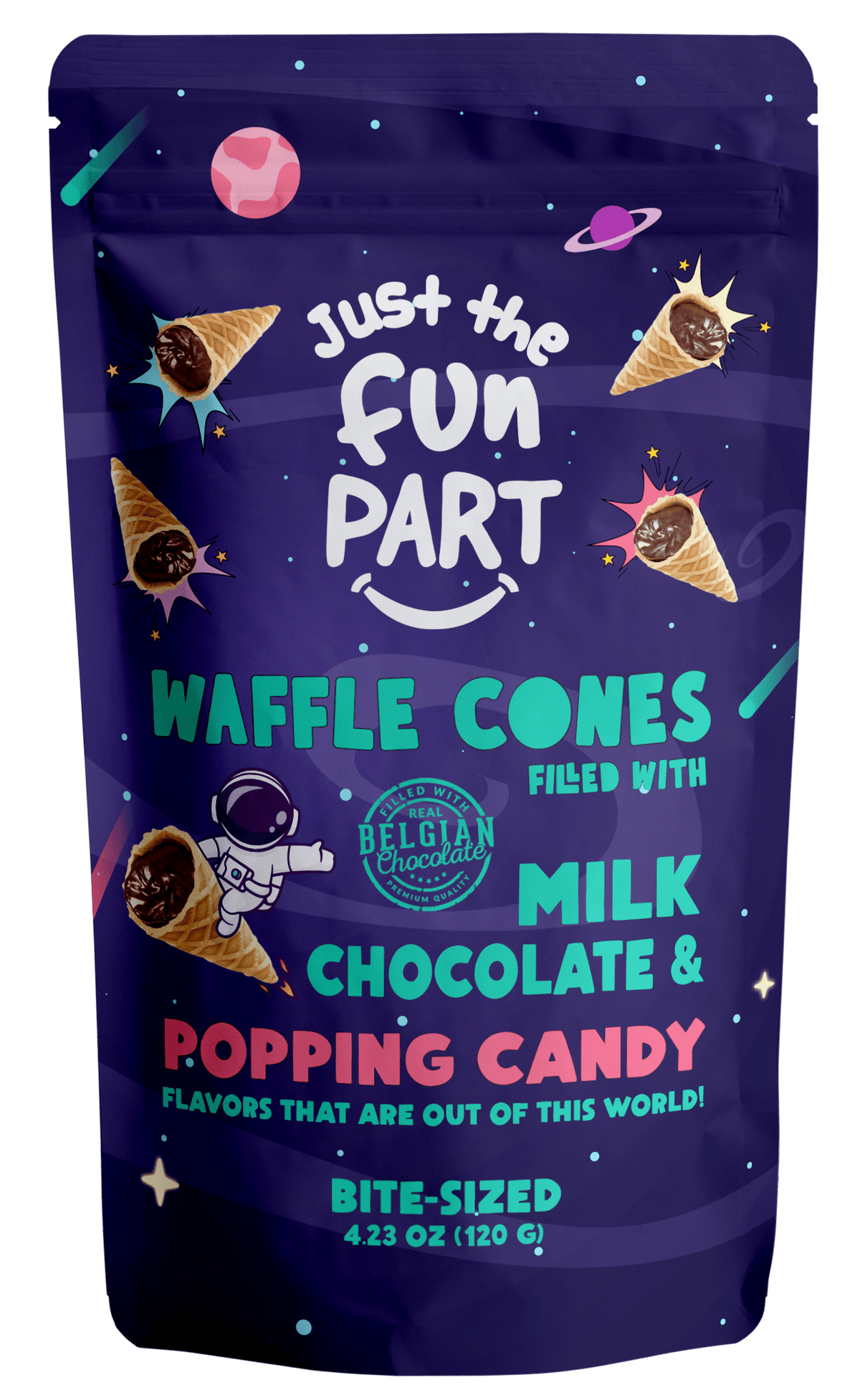 Just the Fun Part Just the Fun Part - Mini Waffle Cones 4.23oz - Milk Chocolate & Poppin
