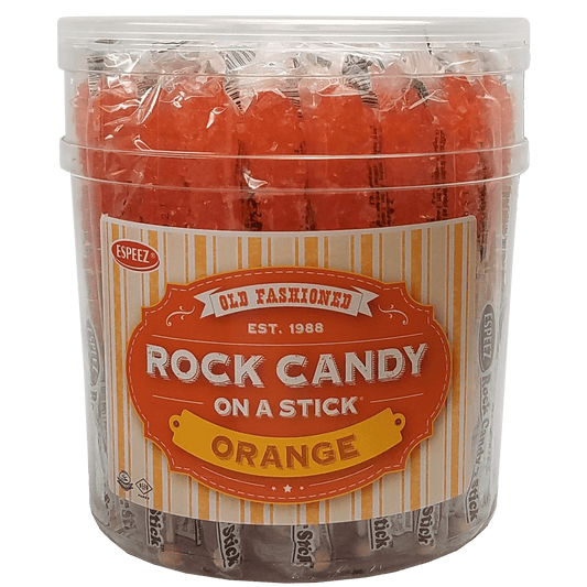 KLM Products Group Rock Candy On A Stick - Orange - 36 Ct. Tub