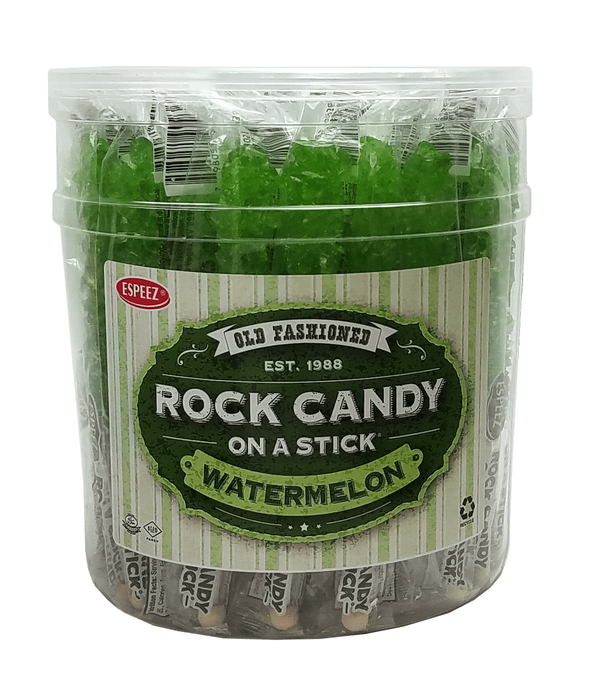 KLM Products Group Rock Candy On A Stick - Watermelon - 36 Ct. Tub