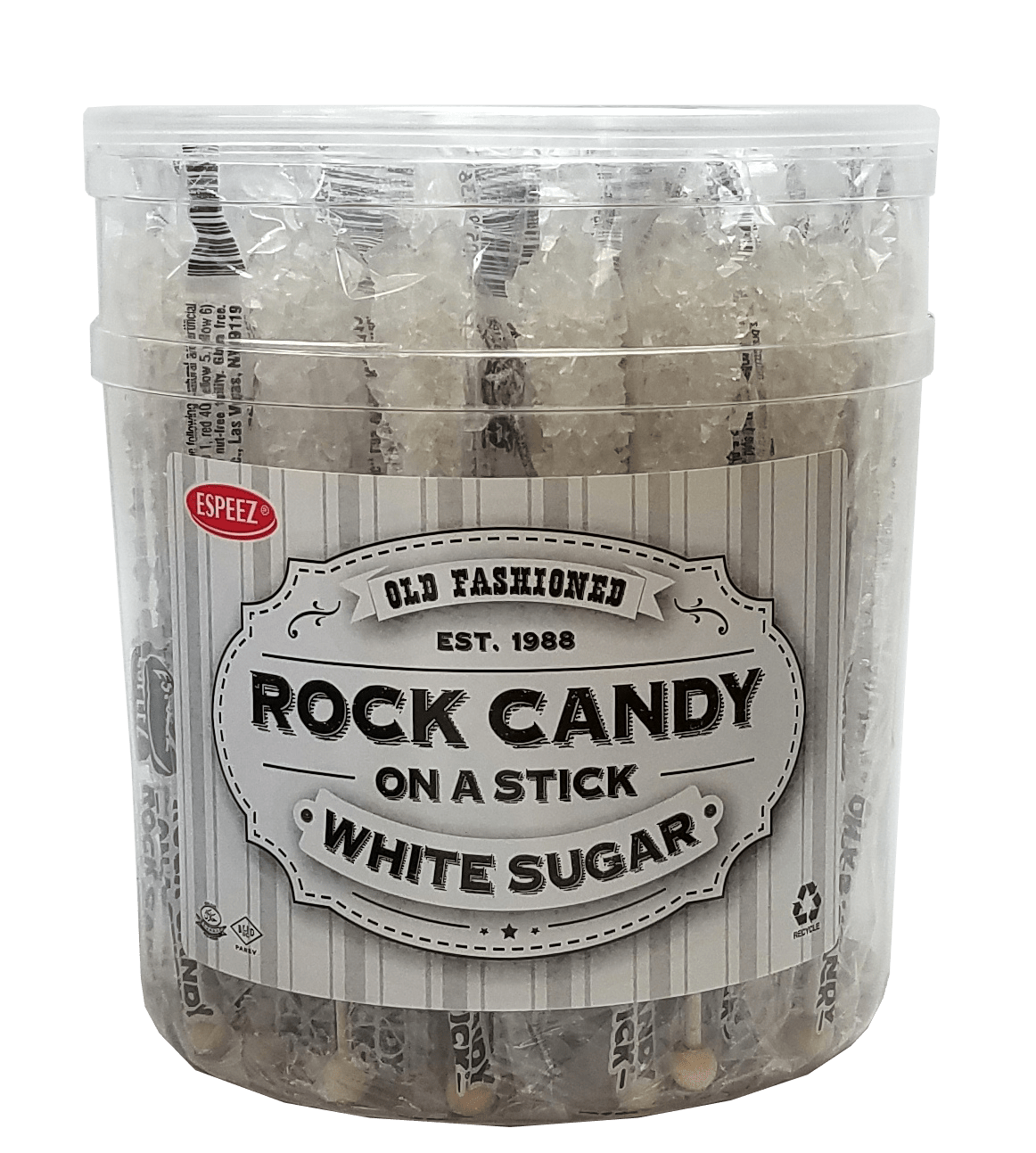 KLM Products Group Rock Candy On A Stick - White Sugar - 36 Ct. Tub