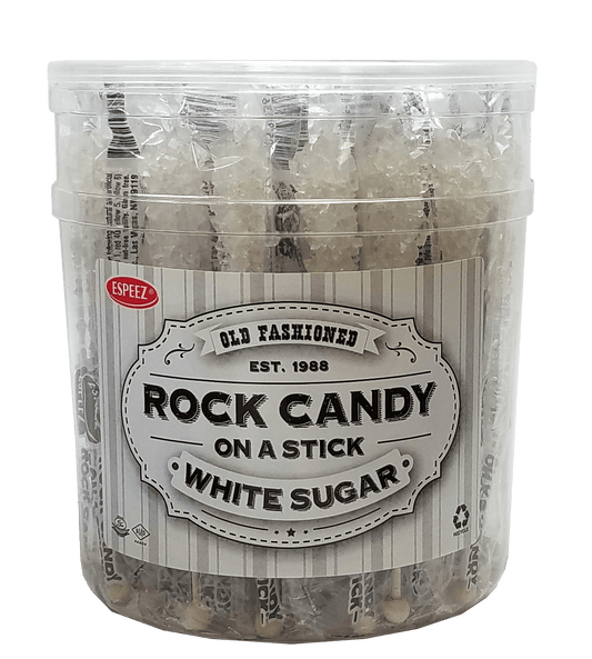 KLM Products Group Rock Candy On A Stick - White Sugar - 36 Ct. Tub